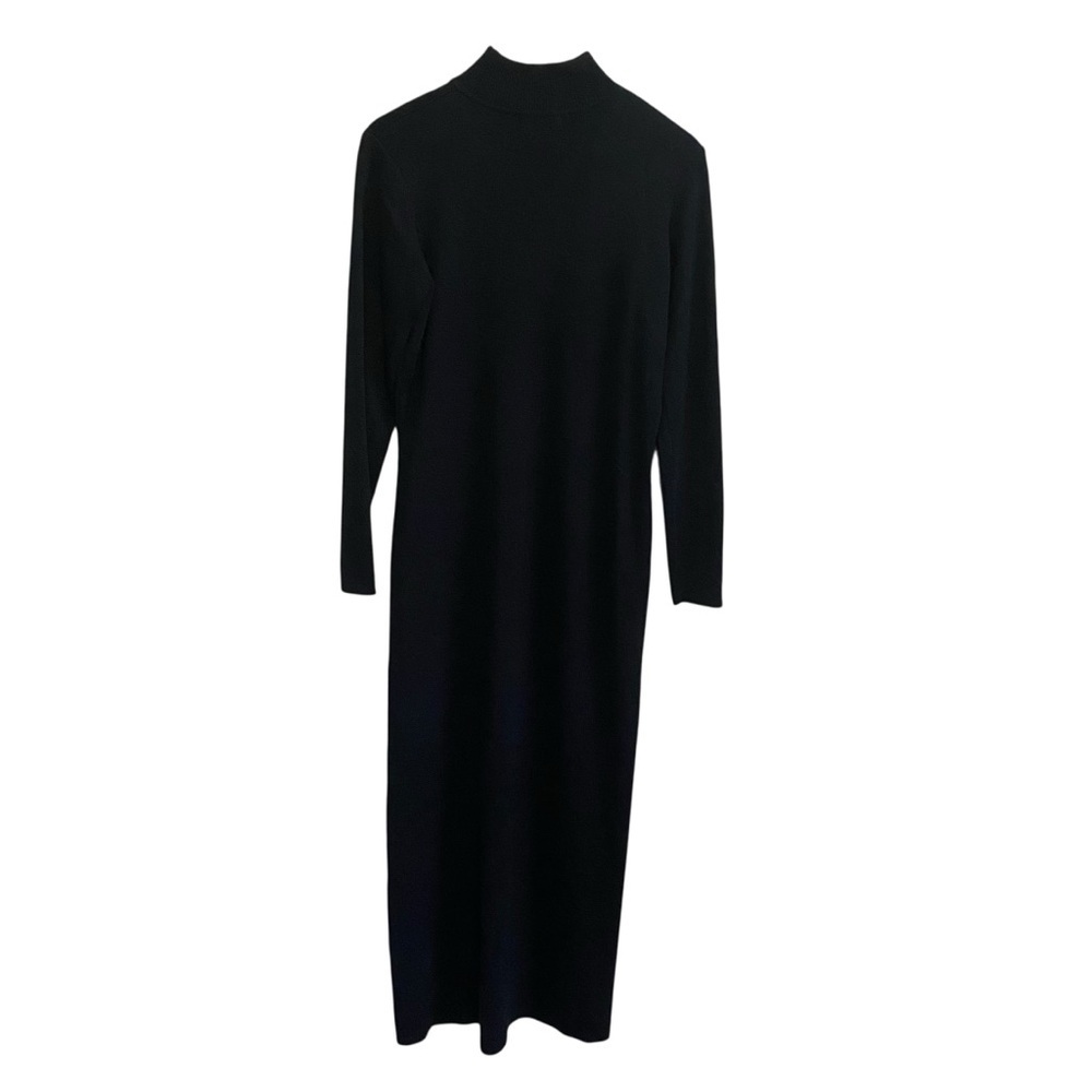 Sans Pareille Black Knit Wool Blend Long Sleeve Mock Neck Sweater Dress Medium - Picture 3 of 5